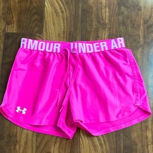 Size small pink Under Armour shorts.